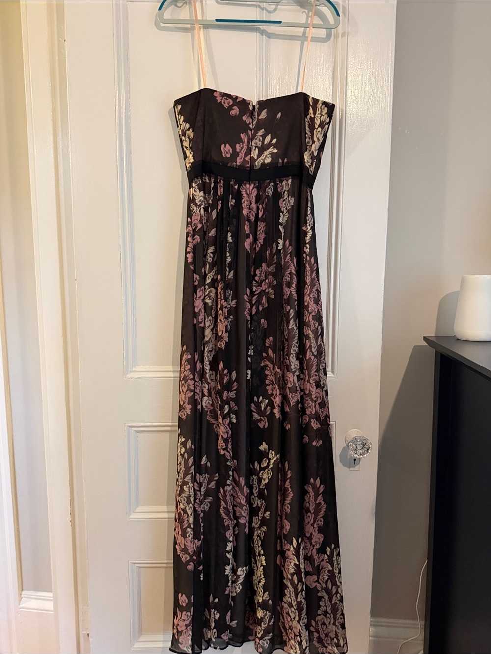 BCBGMaxAzria Black Maxi Dress with Pink and Cream Floral Print size 6 - Picture 6 of 6